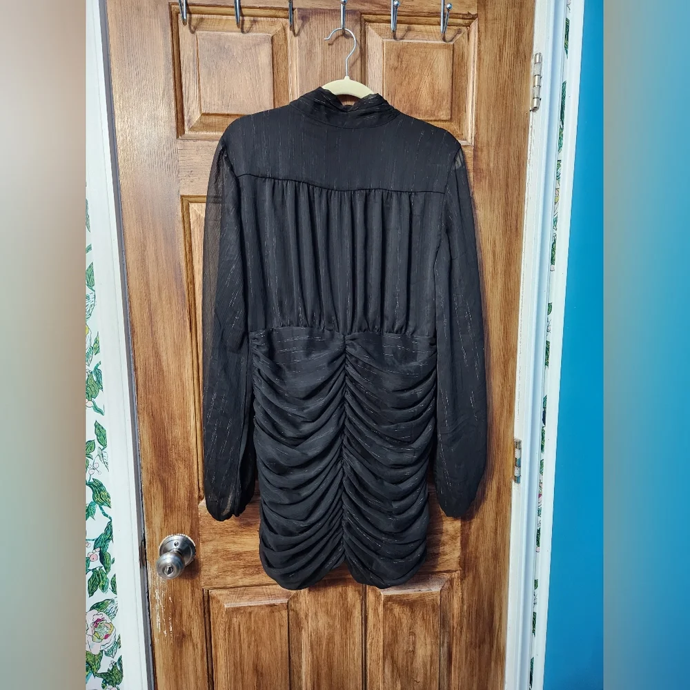 ✨️Final Price✨️NWT House of Harlow Metallic Black Balloon Sleeve Mini Dress - Picture 5 of 8